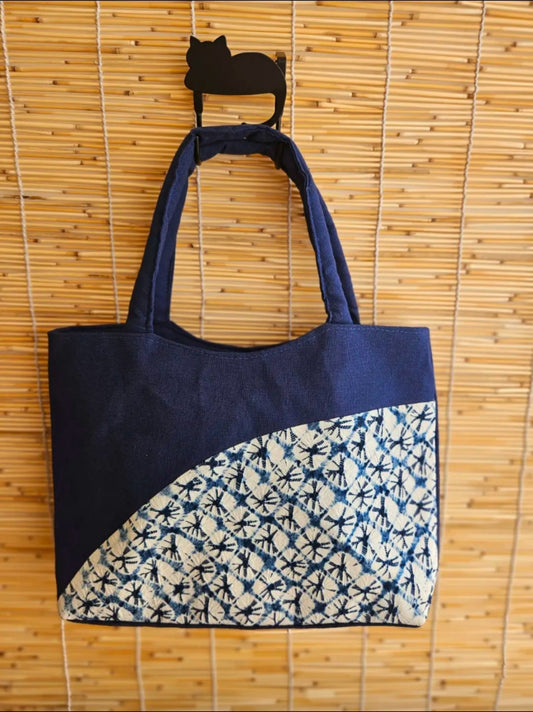 Kanoko-Patterned Shibori Cotton Tote Bag.