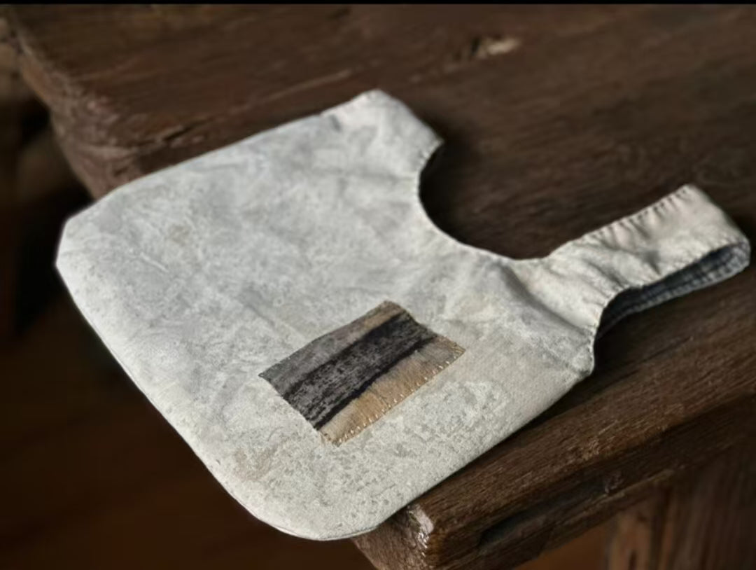 Vintage Loom Handwoven Knot Bag – Brown Plant-Dyed Patch.