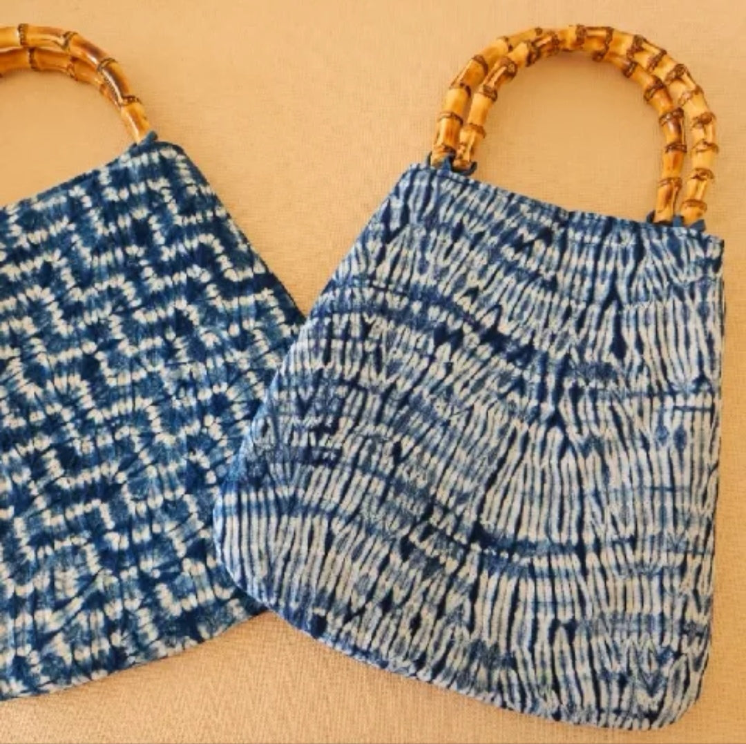 Shibori Bamboo Handle Tote – Multi-Pattern Customization.