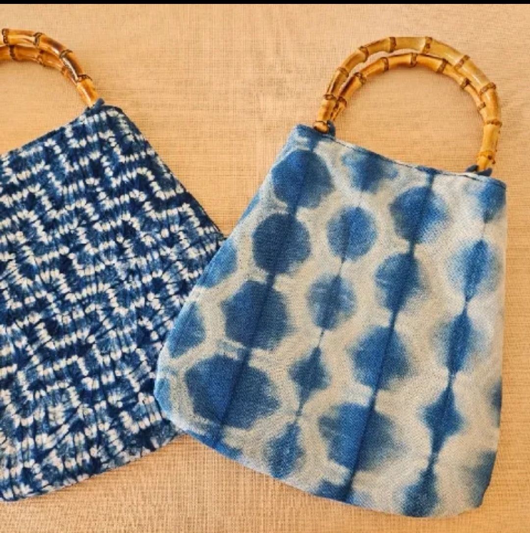 Shibori Bamboo Handle Tote – Multi-Pattern Customization.