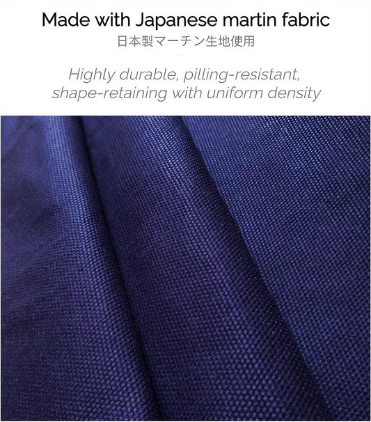 Close-up of durable Japanese martin fabric used in custom Japanese apron with pattern by Rin Essense