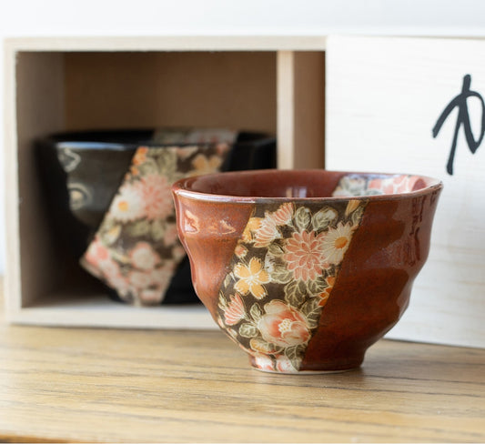Japanese Mino Ware Sakura Yuzen Couple Bowl Set – Wedding Gift7.