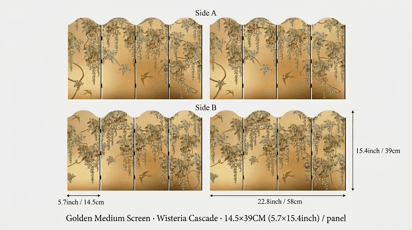 Japanese Folding Home Décor Screen Golden Light- Rin Essense - Rin Essense