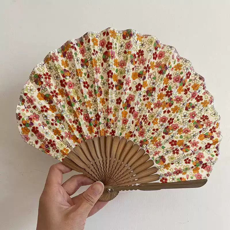 Japanese Original Wasō Folding Fan — Japanese Textile & Aotake Bamboo