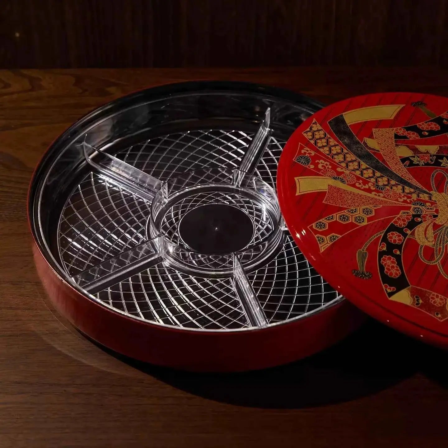 Yamanaka Lacquer Gift Knot Serving Tray – Japanese Artisan Decorative Food Tray with Removable Acrylic Insert | Traditional Japanese Elegance for Entertaining &Gifting