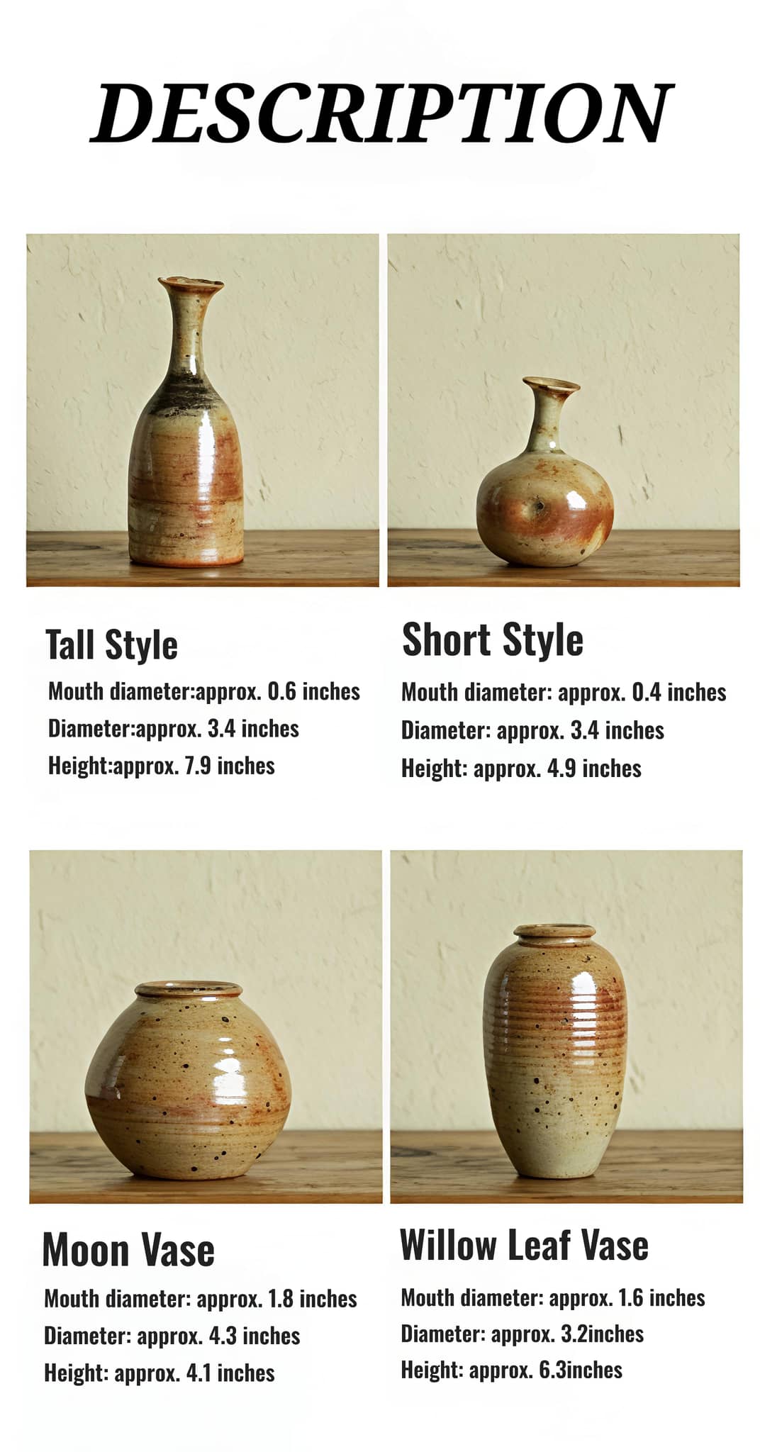 Japanese Wabi-Sabi「侘寂」Style Mini Ceramic Flower Vase - Rin Essense