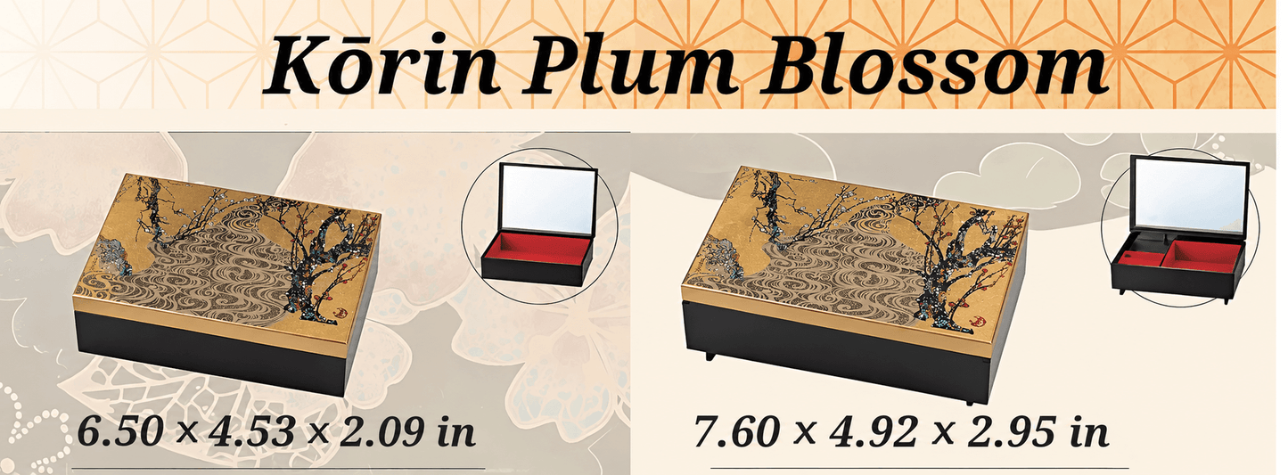 Rin Essense Korin Plum Blossom jewelry jewellery box with elegant floral design and red interior lining