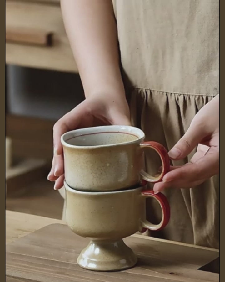 Japanese Vintage-style Ceramic Standing Cup.
