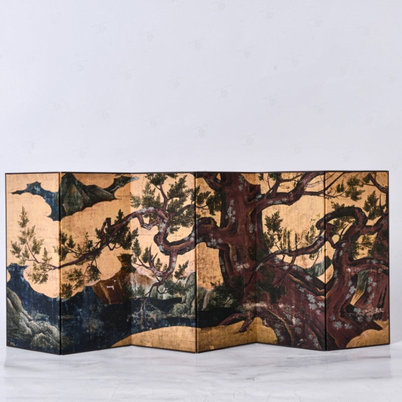 Rin Essense decorative folding screen with traditional tree art for zen bedroom decor ideas