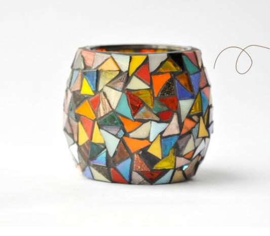 Japanese Handcrafted Colorful Mosaic Glass Candle Holder
