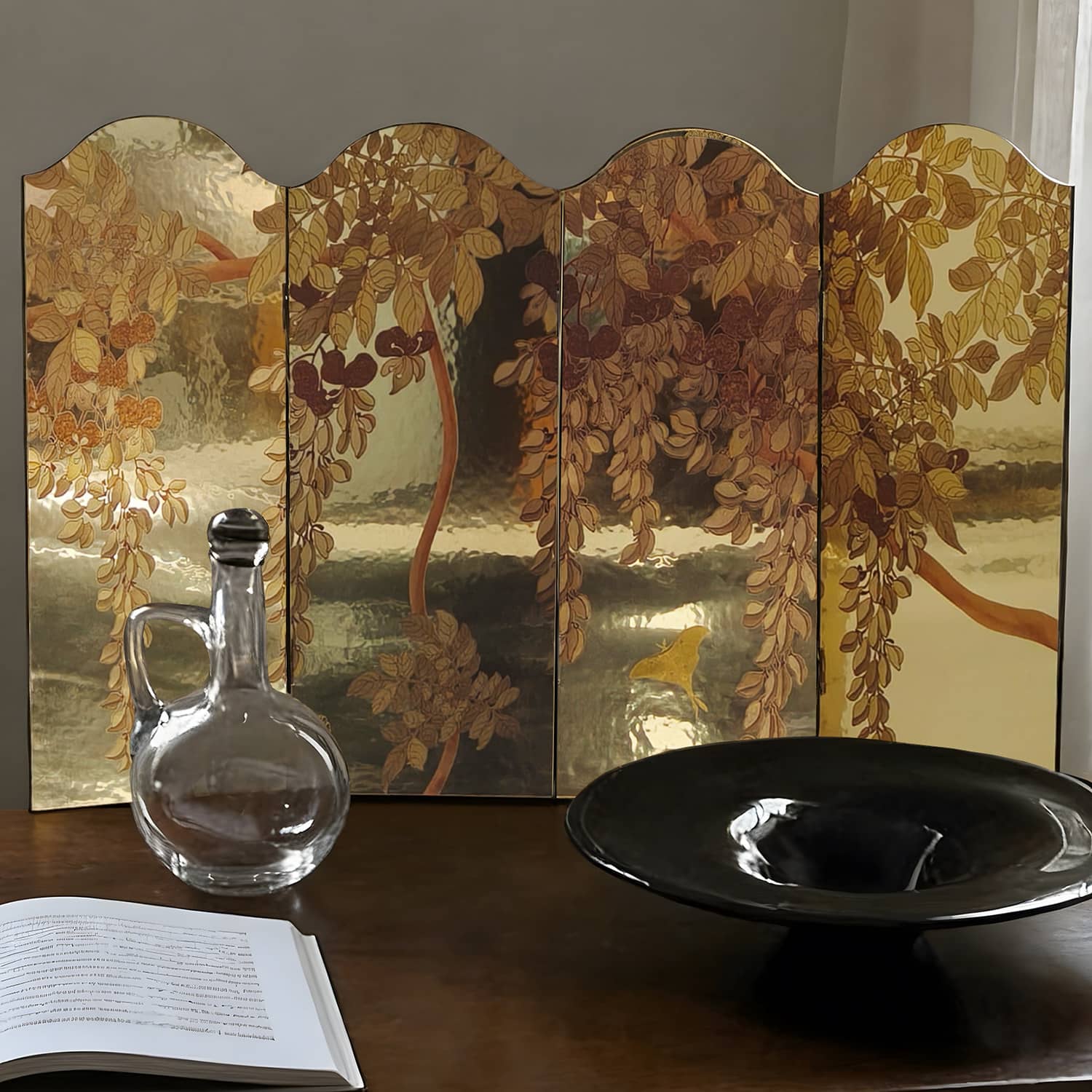 Japanese Folding Home Décor Screen Golden Light- Rin Essense - Rin Essense 