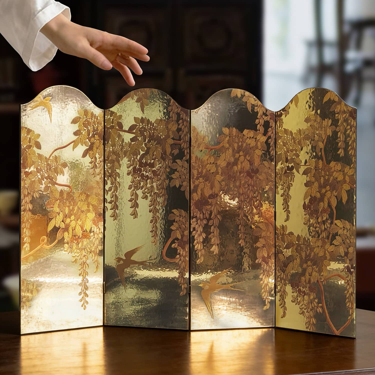 Japanese Folding Home Décor Screen Golden Light- Rin Essense - Rin Essense 