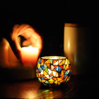 Japanese Handcrafted Colorful Mosaic Glass Candle Holder - Rin Essense 
