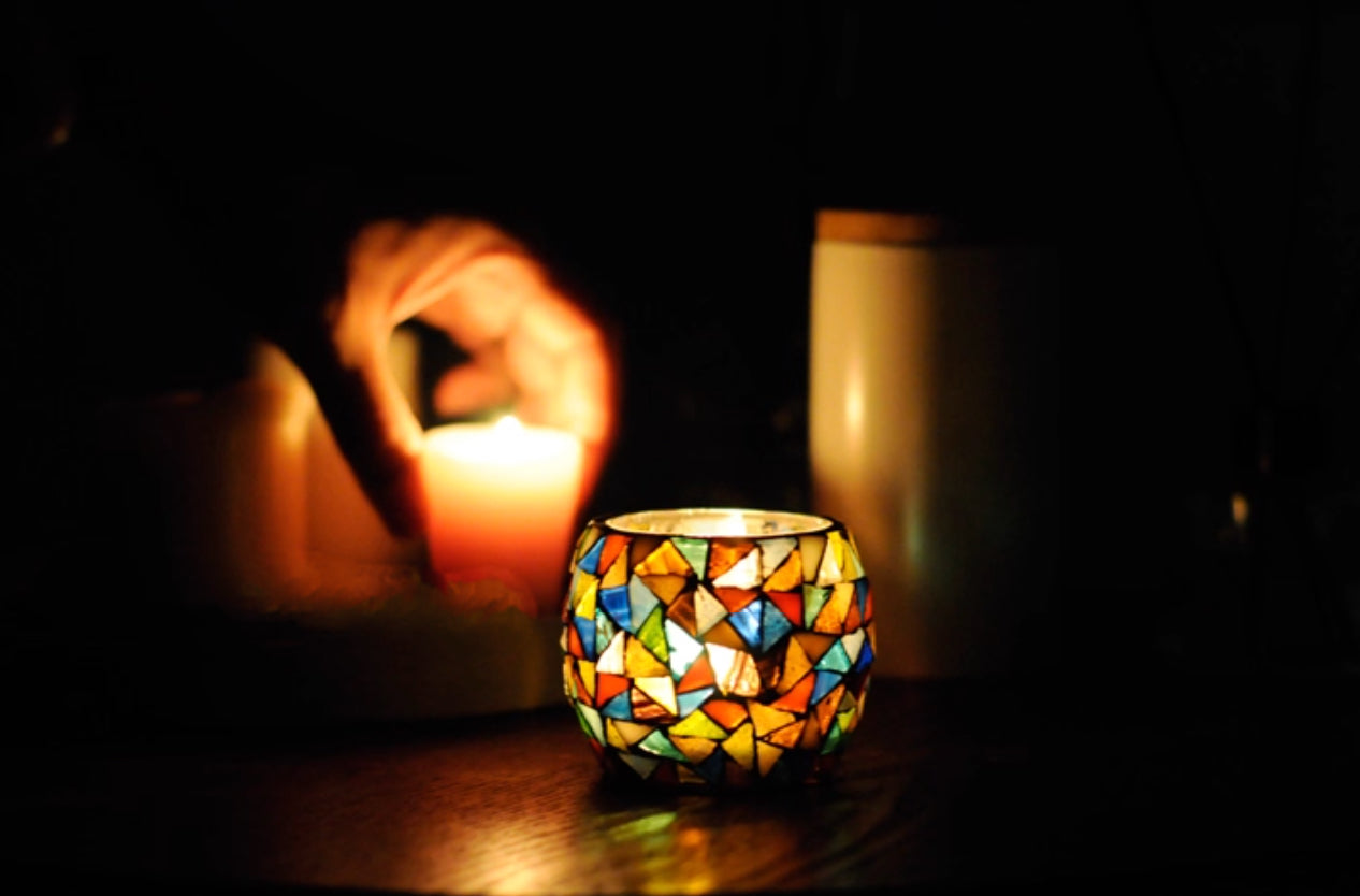 Japanese Handcrafted Colorful Mosaic Glass Candle Holder - Rin Essense 