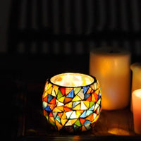 Japanese Handcrafted Colorful Mosaic Glass Candle Holder - Rin Essense 