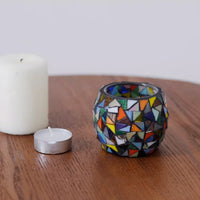 Japanese Handcrafted Colorful Mosaic Glass Candle Holder - Rin Essense 