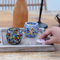 Japanese Handcrafted Colorful Mosaic Glass Candle Holder - Rin Essense 