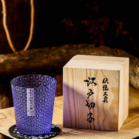 “Satsuma Blue” – Chrysanthemum Cut Sake & Whisky Glass Handcrafted Crystal Glass, 250 ml - Rin Essense 