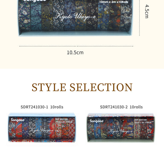 Japanese Washi Tape Collection – Ukiyo-e Patterns.