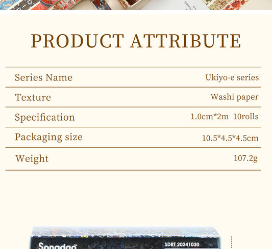 Japanese Washi Tape Collection – Ukiyo-e Patterns.