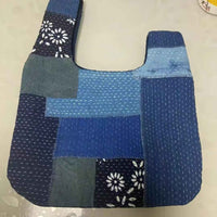 Sashiko Indigo Plant-Dyed Patchwork Knot Bag