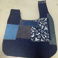Sashiko Indigo Plant-Dyed Patchwork Knot Bag