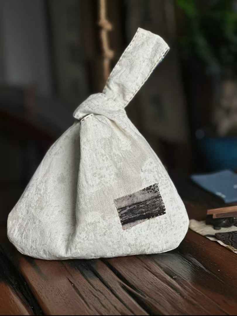 Vintage Loom Handwoven Knot Bag – Brown Plant-Dyed Patch