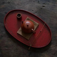 Red & Black Japanese Kishu Lacquer Tray – Tea & Dining Dual-Use.