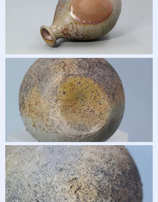 Bizen Ware Tokkuri / Vase by Yoshimoto Sōhō (Late 20th Century, Peony-Mochi Ash Glaze, Mitsumi Kiln)