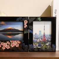 Authentic Japanese Yamanaka Maki-e Lacquer Photo Frame – Dual Orientation Decorative Resin Picture Frame | Handmade in Kaga, Japan | Elegant Tabletop Display