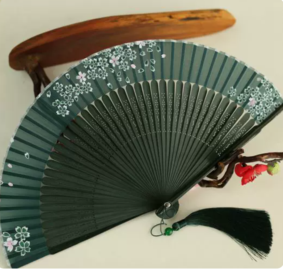 Handcrafted Silk & Natural Bamboo Folding Fan