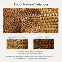 Tonkin Handwoven Rattan & Mother-of-Pearl Oval Tray
