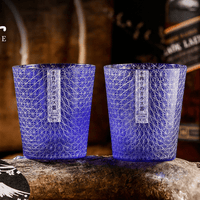 “Satsuma Blue” – Chrysanthemum Cut Sake & Whisky Glass Handcrafted Crystal Glass, 250 ml - Rin Essense 