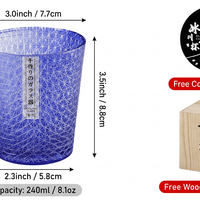“Satsuma Blue” – Chrysanthemum Cut Sake & Whisky Glass Handcrafted Crystal Glass, 250 ml - Rin Essense 