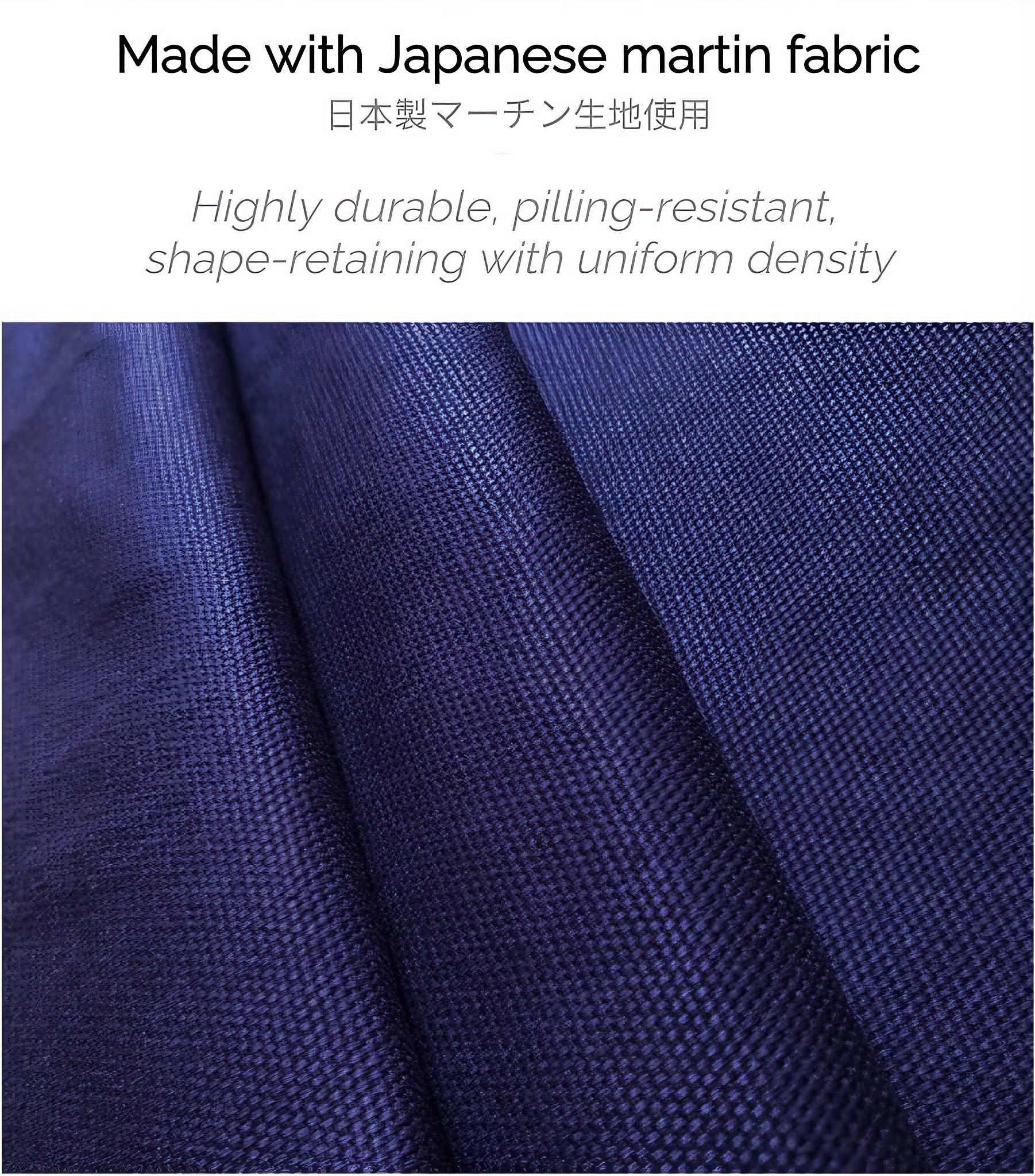 Close-up of durable Japanese martin fabric used in custom Japanese apron with pattern by Rin Essense