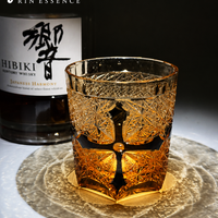 RIN ESSENCE Hand-Cut Crystal Whiskey Glass - Imperial Cross Luxury Artisan Tumbler (260ml / 8.8 oz)