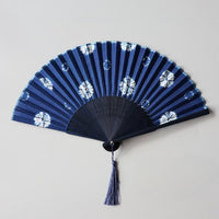 Handmade Indigo-Dyed Cotton Folding Fan with Sleeve1.