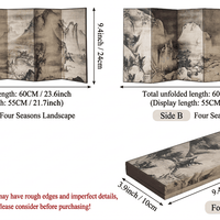 Japanese Zen Ink Landscape Mini Folding Screen (Byōbu) | Double-Sided "Four Seasons" Desktop Art | Hand-Finished Oriental Décor for Bookshelf & Office - Rin Essense 