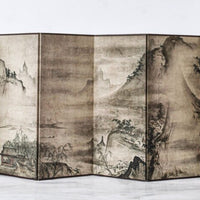 Japanese Zen Ink Landscape Mini Folding Screen (Byōbu) | Double-Sided "Four Seasons" Desktop Art | Hand-Finished Oriental Décor for Bookshelf & Office - Rin Essense 