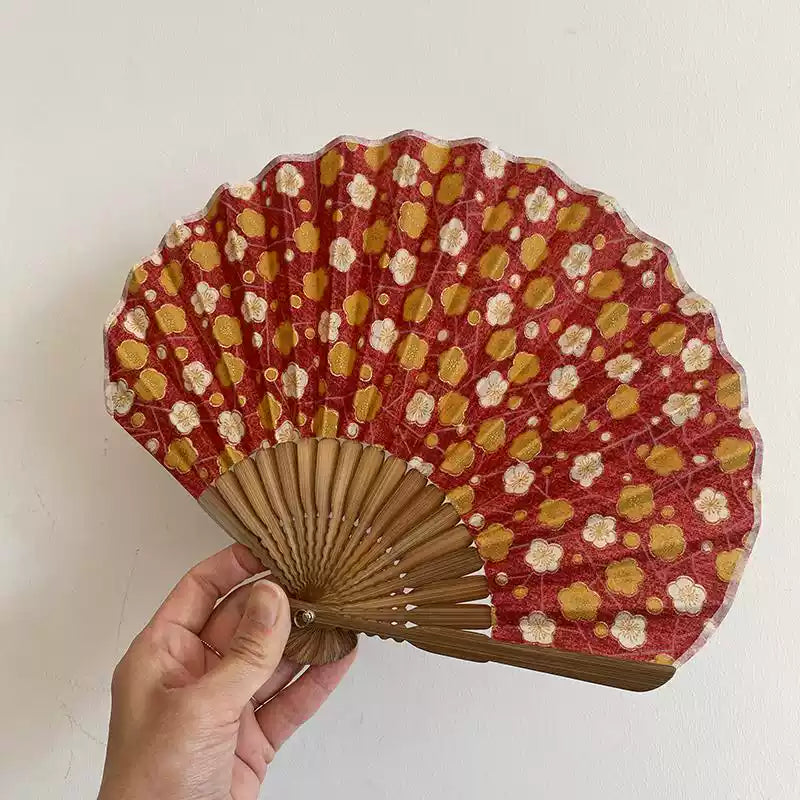 Japanese Original Wasō Folding Fan — Japanese Textile & Aotake Bamboo