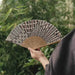 Japanese-Inspired Folding Fan — Hakone Yosegi Pattern, Bamboo & Textile
