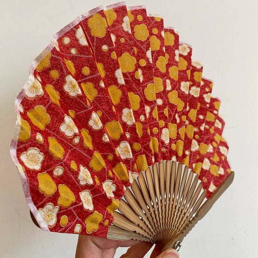 Japanese Original Wasō Folding Fan — Japanese Textile & Aotake Bamboo