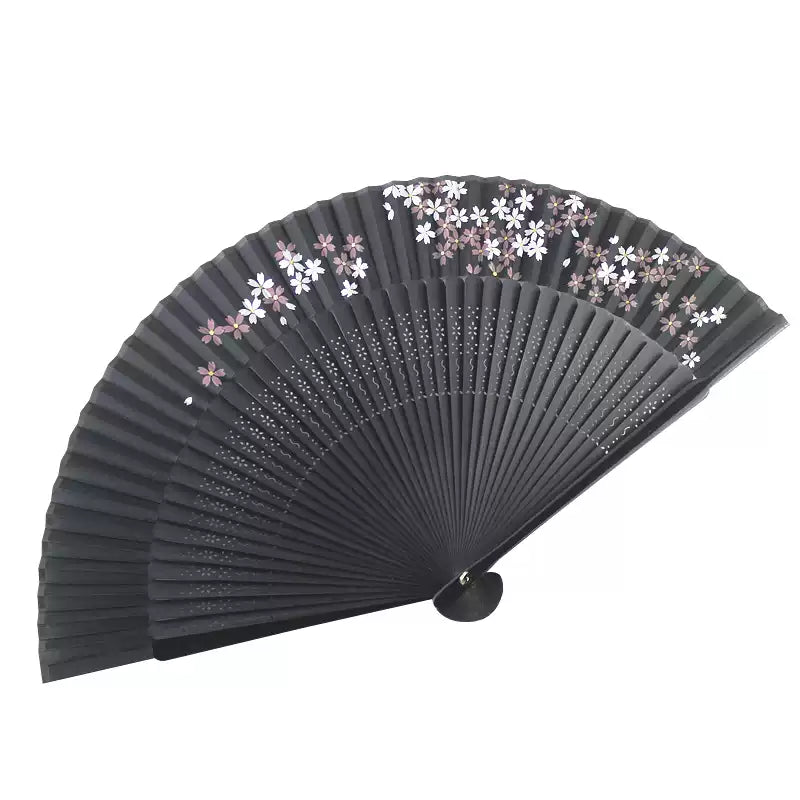 Japanese Sakura Folding Fan — Aotake Bamboo & Handcrafted Floral Design