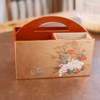 Japanese Yamanaka Lacquerware Decorative Storage Box – Hand-Painted Traditional Motifs, Elegant Desktop Organizer, Luxury Housewarming & Wedding Gift
