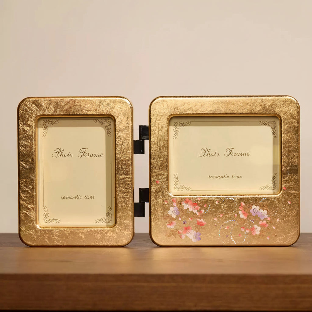Authentic Japanese Yamanaka Maki-e Lacquer Photo Frame – Dual Orientation Decorative Resin Picture Frame | Handmade in Kaga, Japan | Elegant Tabletop Display