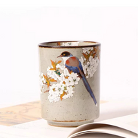 Japanese Kutani Ware Hand-Painted Ceramic Mug – Luxury Floral & Bird Tea Cup, 13 oz Artisan Porcelain, Elegant Gift