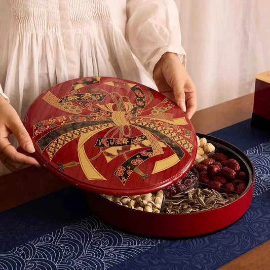 Yamanaka Lacquer Gift Knot Serving Tray – Japanese Artisan Decorative Food Tray with Removable Acrylic Insert | Traditional Japanese Elegance for Entertaining &Gifting