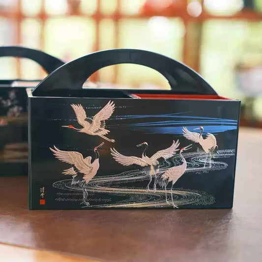 Japanese Yamanaka Lacquerware Decorative Storage Box – Hand-Painted Traditional Motifs, Elegant Desktop Organizer, Luxury Housewarming & Wedding Gift