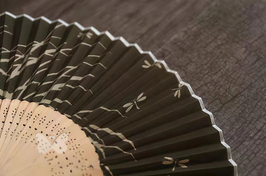Elegant traditional Japanese folding fan with dragonfly design artistic Japanese gifts US shipping