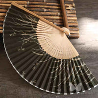 Rin Essense black folding hand fan with delicate bamboo and dragonfly design artistic Japanese gifts US shipping